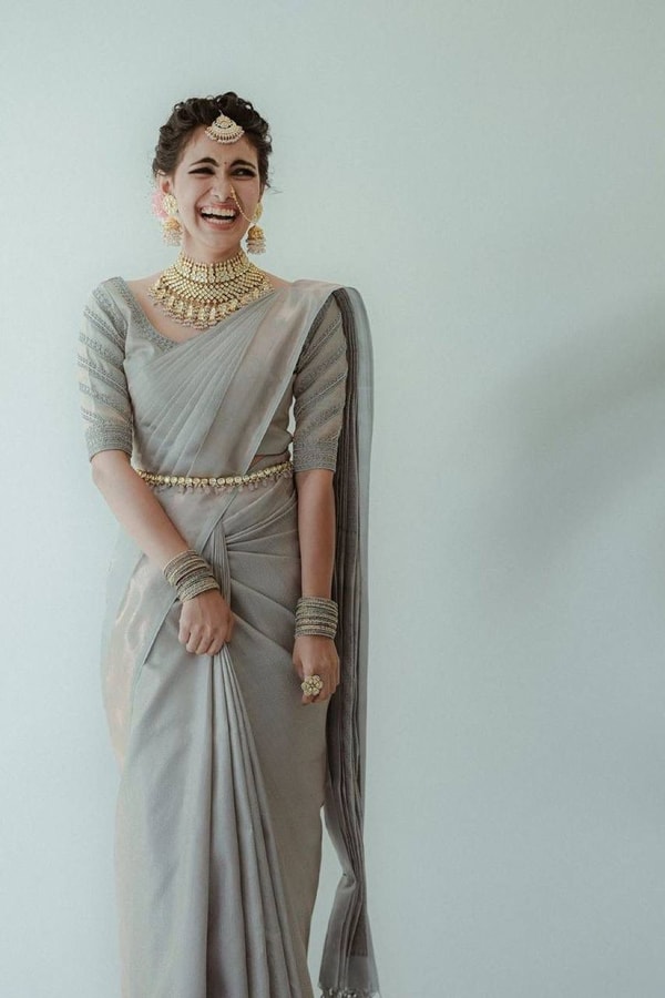 Silver Grey Banarasi Soft Silk Saree with Subtle Zari Weave for Engagements and Weddings  in Surat