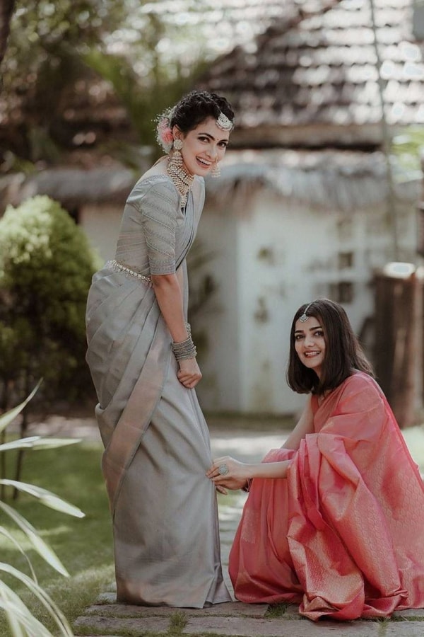 Silver Grey Banarasi Soft Silk Saree with Subtle Zari Weave for Engagements and Weddings  in Surat