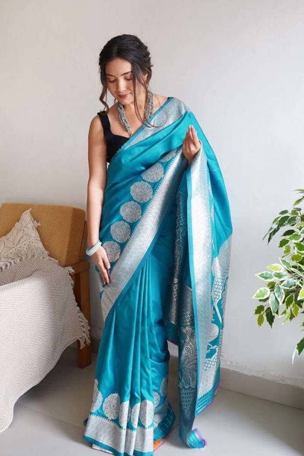 Silver Rich Pallu Saree with Allover Hevay Brorder Zari Butta Design Saree  in Surat