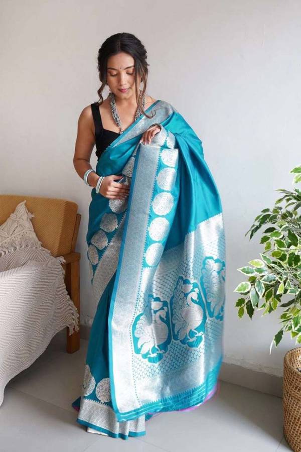 Silver Rich Pallu Saree with Allover Hevay Brorder Zari Butta Design Saree  in Surat