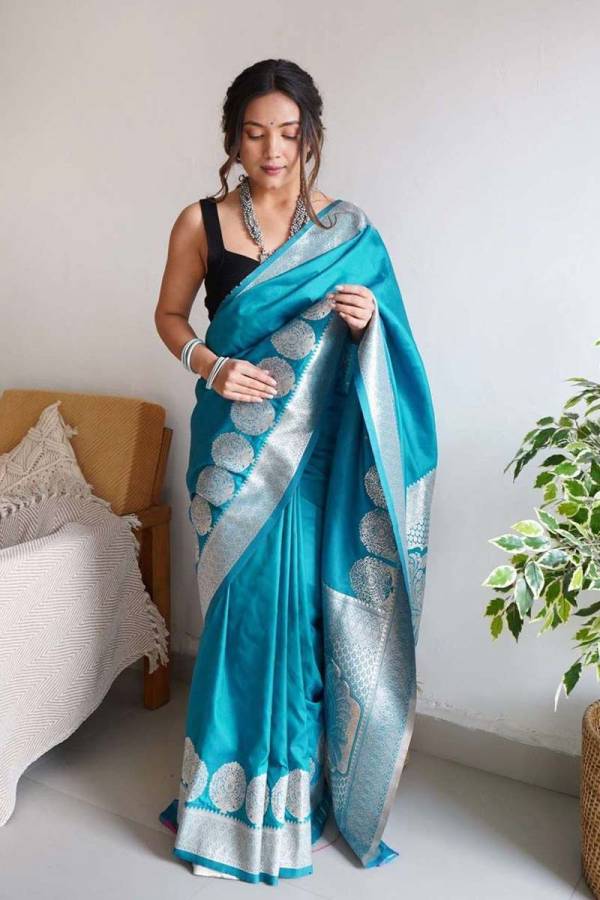 Silver Rich Pallu Saree with Allover Hevay Brorder Zari Butta Design Saree  in Surat