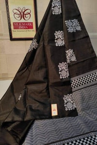 Silver Zari Block Butta Banarasi Soft Silk Saree with Chequered Zari Border in Six Deep Shades  in Surat