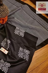 Silver Zari Block Butta Banarasi Soft Silk Saree with Chequered Zari Border in Six Deep Shades  in Surat
