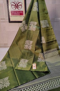 Silver Zari Block Butta Banarasi Soft Silk Saree with Chequered Zari Border in Six Deep Shades  in Surat