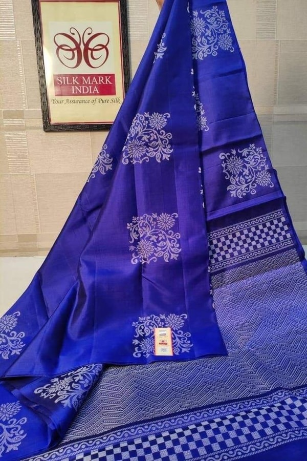 Silver Zari Block Butta Banarasi Soft Silk Saree with Chequered Zari Border in Six Deep Shades  in Surat