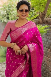 Silver Zari Butti Banarasi Soft Silk Saree with Jacquard Border in Five Jewel Tones  in Surat