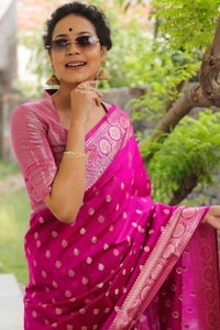 Silver Zari Butti Banarasi Soft Silk Saree with Jacquard Border in Five Jewel Tones  in Surat
