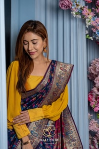 Six-Shade Kashmiri Weave Banarasi Soft Silk Saree with Large Floral Bunches and Rich Zari Pallu  in Surat