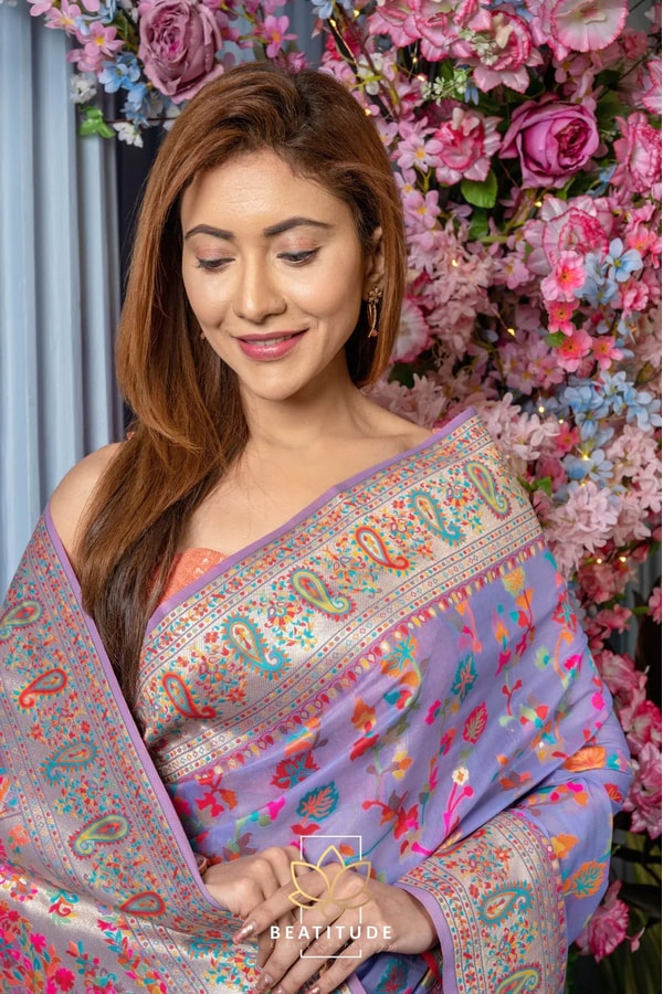 Six-Shade Kashmiri Weave Banarasi Soft Silk Saree with Large Floral Bunches and Rich Zari Pallu  in Surat