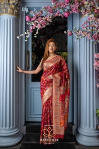 Six-Shade Kashmiri Weave Banarasi Soft Silk Saree with Large Floral Bunches and Rich Zari Pallu  in Surat