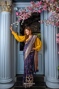 Six-Shade Kashmiri Weave Banarasi Soft Silk Saree with Large Floral Bunches and Rich Zari Pallu  in Surat
