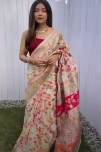 Six-Shade Kashmiri Weave Banarasi Soft Silk Saree with Large Floral Bunches and Rich Zari Pallu  in Surat video 3