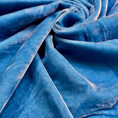 Sky Blue Viscose Velvet Fabric 6.25 Meter (L) in Surat