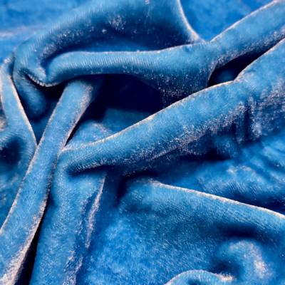 Sky Blue Viscose Velvet Fabric 6.65 Meter (XXL) in Surat