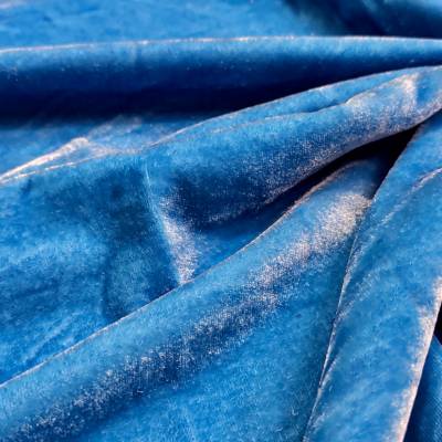 Sky Blue Viscose Velvet Fabric 7.05 Meter (4XL) in Surat