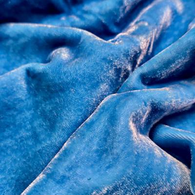 Sky Blue Viscose Velvet Fabric 7.25 Meter (5XL) in Surat