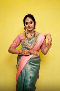 Slate Teal Banarasi Soft Silk Saree with Contrast Rose Pink Pallu and Woven Border  in Surat