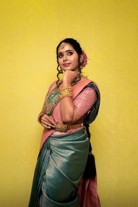 Slate Teal Banarasi Soft Silk Saree with Contrast Rose Pink Pallu and Woven Border  in Surat