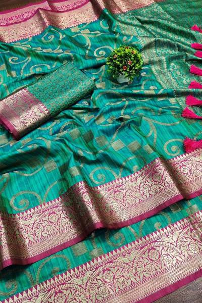 Soft Katan Silk Saree with Geometric Jaal Pattern Design Saree in Surat