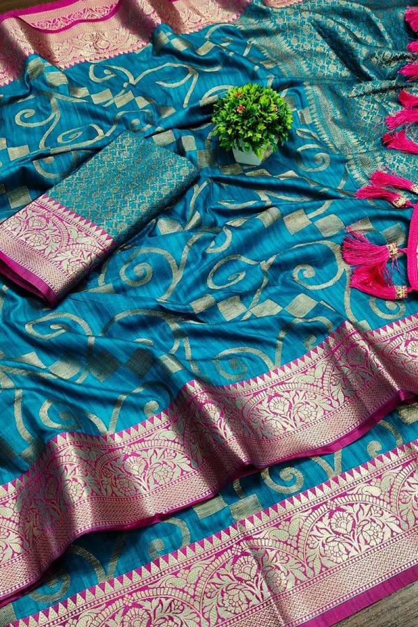 Soft Katan Silk Saree with Geometric Jaal Pattern Design Saree  in Surat