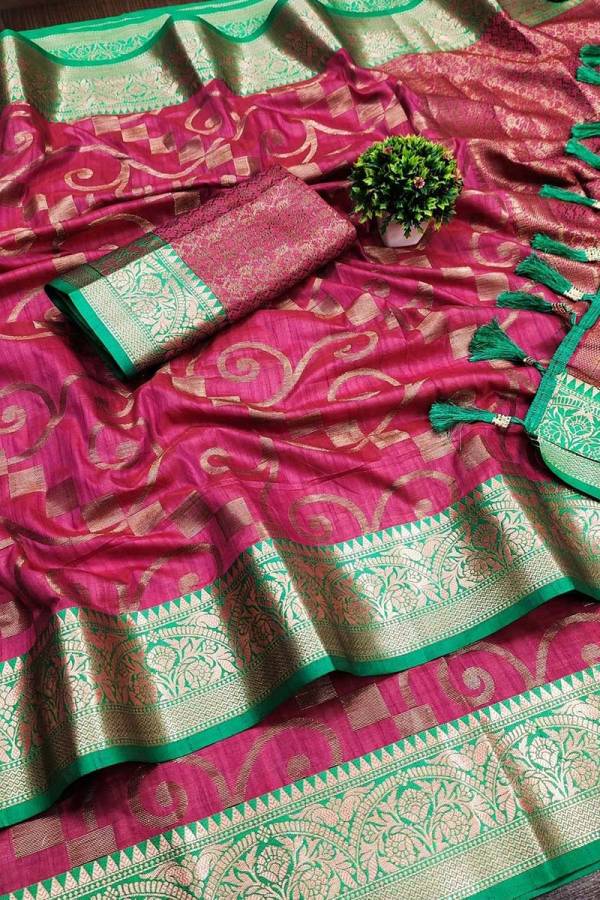 Soft Katan Silk Saree with Geometric Jaal Pattern Design Saree  in Surat