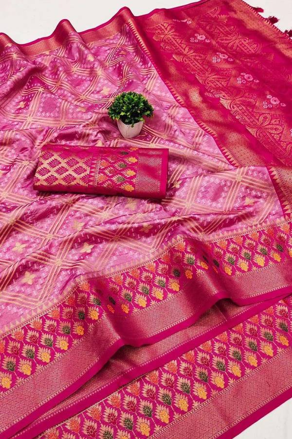 Soft Organza Cotton Silk with Zari and Minakari Embellishments Wedding wera saree  in Surat
