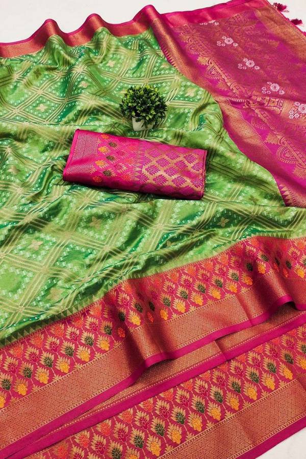 Soft Organza Cotton Silk with Zari and Minakari Embellishments Wedding wera saree  in Surat