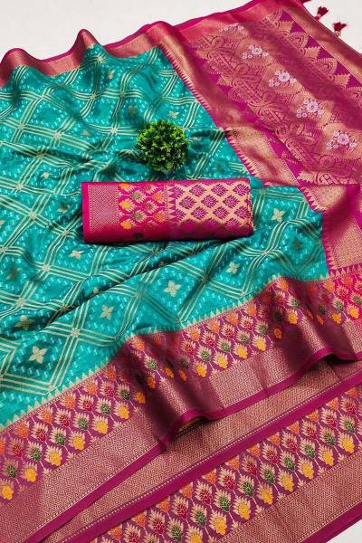 Soft Organza Cotton Silk with Zari and Minakari Embellishments Wedding wera saree in Surat