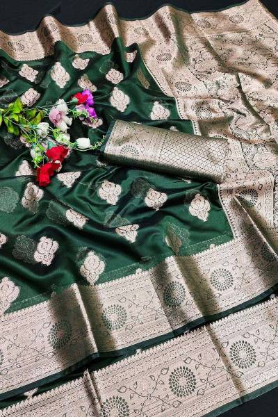 Soft Organza Silk Saree with Gold Zari Weaving Motifs Rich Pallu Brocade Silk Blouse Piece in Surat