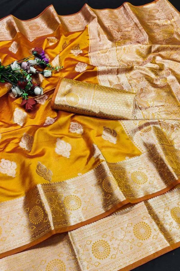 Soft Organza Silk Saree with Gold Zari Weaving Motifs Rich Pallu Brocade Silk Blouse Piece  in Surat