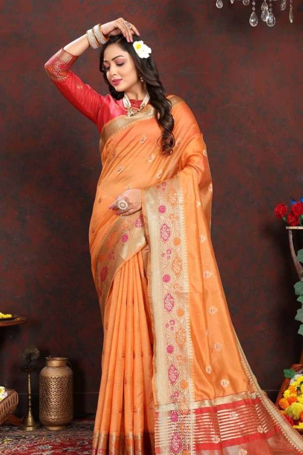 Soft Organza Silk Saree with Minakari Weaving and Zari Pallu Design Saree  in Surat
