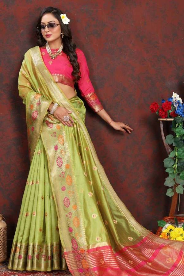 Soft Organza Silk Saree with Minakari Weaving and Zari Pallu Design Saree  in Surat