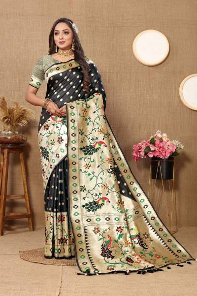 Soft Pethani Silk Saree Adorned with Zari and Minakari Weaving in Surat
