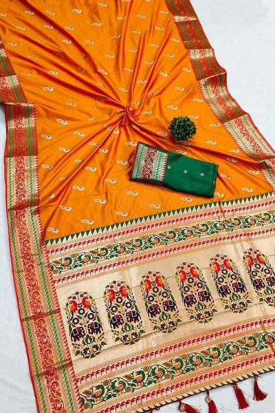 Soft Pethani Silk Saree with Minakari and Zari Weaving in Surat