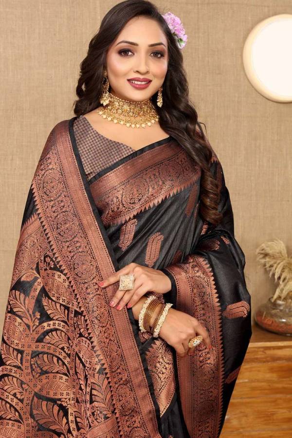 Soft Silk Saree with Copper Zari Weaving Designs and Rich Pallu  in Surat