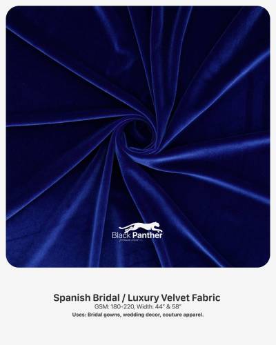 Spanish Bridal Luxury Velvet Fabric GSM 180 to 220 Width 44 Inch and 58 Inch for Gowns and Couture in Surat