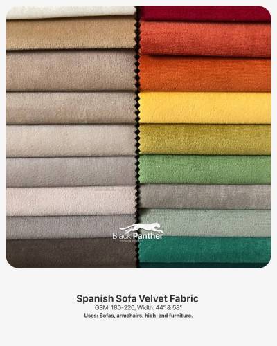 Spanish Sofa Velvet Fabric GSM 180 to 220 Width 44 Inch and 58 Inch for Sofas Armchairs Furniture in Surat