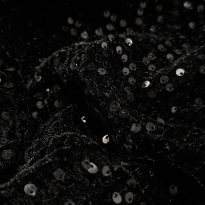 Starlight Noir Black Sequin Velvet Fabric 6.85 Meter Manufacturers in Guwahati