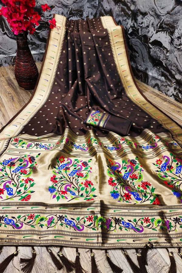 Stunning Multi Color Paithani Saree with Mina Thread Pallu and Zari Butti Body  in Surat