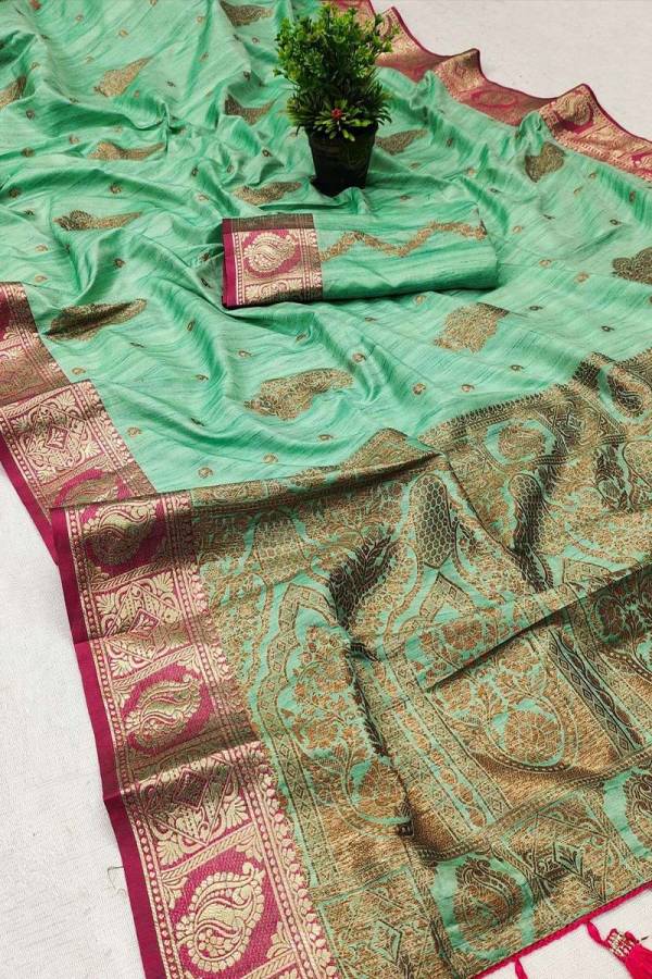 Stunning Soft Silk Saree with All Over Copper Zari Motifs Design Saree  in Surat