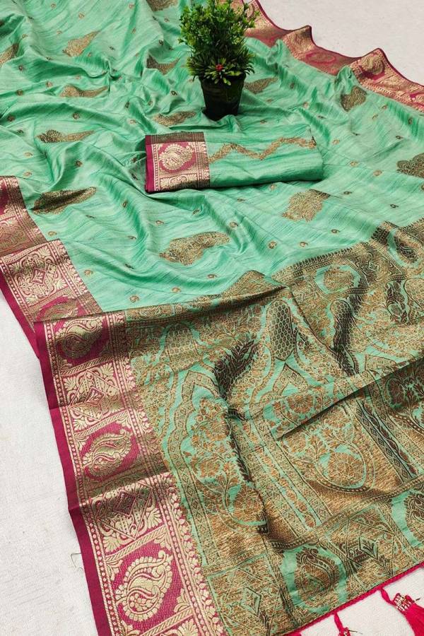 Stunning Soft Silk Saree with All Over Copper Zari Motifs Design Saree  in Surat