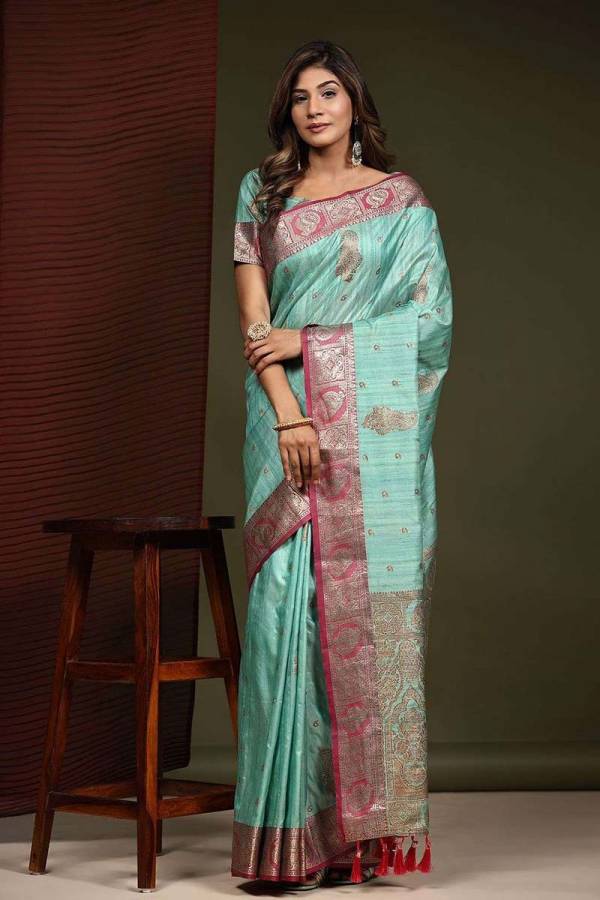 Stunning Soft Silk Saree with All Over Copper Zari Motifs Design Saree  in Surat