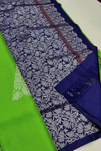 Temple Butta Banarasi Soft Silk Saree with Heavy Silver Zari Jaal Pallu in Four Contrasts  in Surat