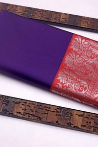 Temple Butta Banarasi Soft Silk Saree with Heavy Silver Zari Jaal Pallu in Four Contrasts  in Surat