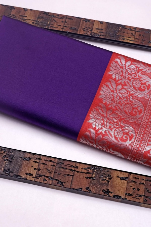 Temple Butta Banarasi Soft Silk Saree with Heavy Silver Zari Jaal Pallu in Four Contrasts  in Surat