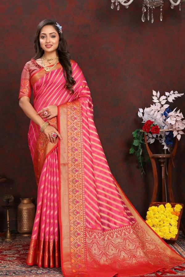 Timeless Tradition Meenakari Weaving and Tassel Detailing on Organza Saree  in Surat