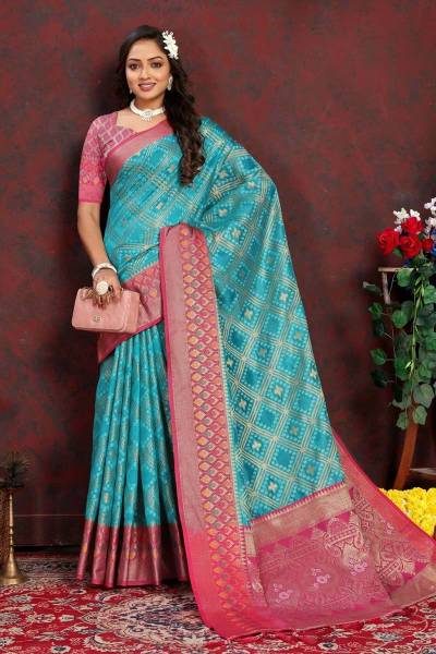 Timeless Tradition Zari Weaving and Meenakari Borders on Soft Organza Silk Saree in Surat
