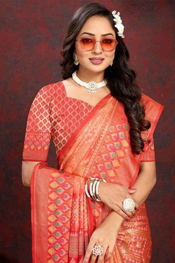 Timeless Tradition Zari Weaving and Meenakari Borders on Soft Organza Silk Saree  in Surat