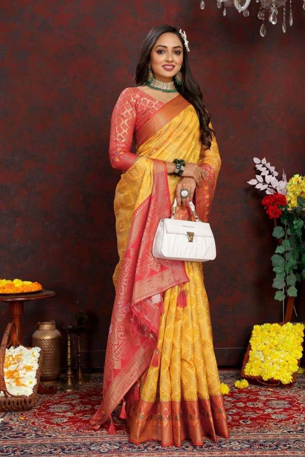 Timeless Tradition Zari Weaving and Meenakari Borders on Soft Organza Silk Saree  in Surat