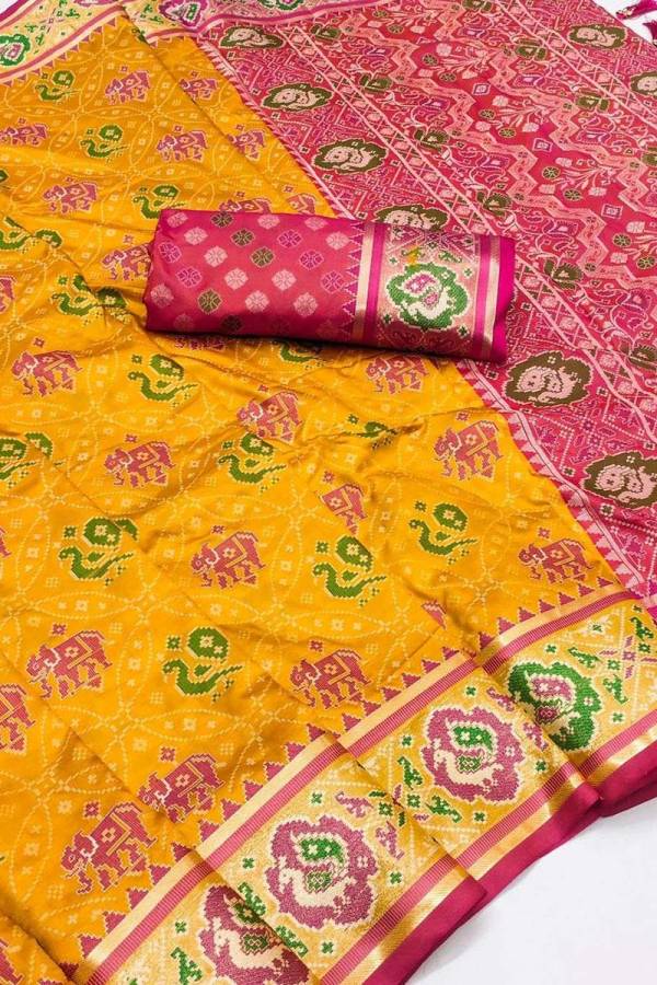 Timeless tradition soft Patola silk saree with meenakari border and tassels  in Surat